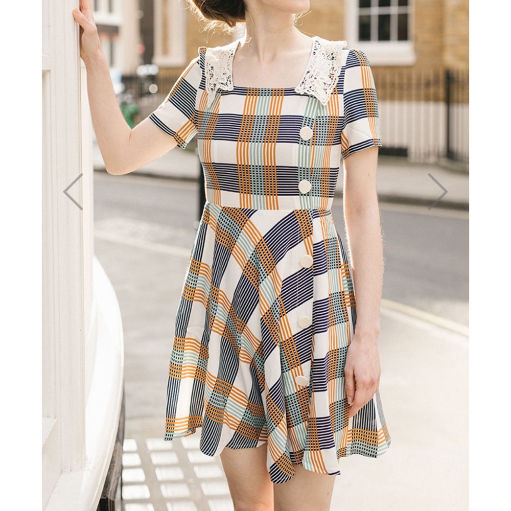 Plaid fit and flare dress